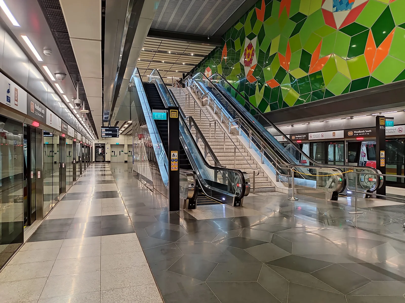 Woodlands South MRT (TE3) station platform and concourse, Thomson-East Coast Line, about a five-minute walk from Woodlands Drive 17 EC — operational since January 2020